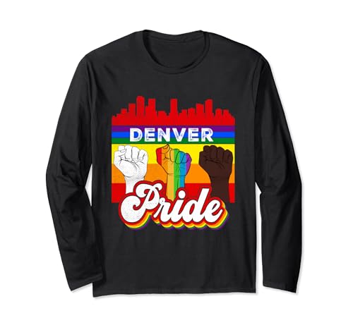Denver Pride Rainbow Gay Pride Flag Funny LGBT Long Sleeve T-Shirt