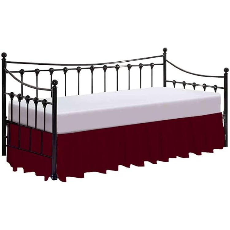 100% Cotton 800 Thread Count Daybed Skirt, 1 Piece Dust Ruffle Split Corners with 16 Drop Day Bed Skirts Three Side Coverage Twin Size (39 X75) - Burgundy Solid