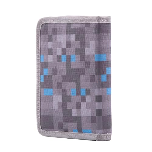 PIXIE CREW Trousse scolaire Plumier Gris avec Bleu avec Grand Espace pour Utile Rembourré Protégeant des Impacts Fermeture à Glissière et Panneau en Silicone Personnalisable +30 Petits Pixels Noirs, – vue 5
