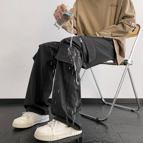 for Man Summer Fall Loose Fit Waterproof Straight Leg Plain Long Leg Trousers Pants Mens 2025 Trendy2