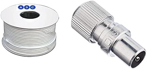 Aerials, Satellites and Cables RG6 100 m Digital Coax Cable for TV - White