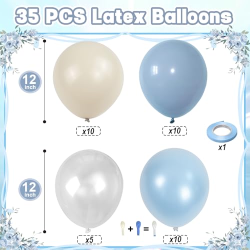 Image of Dusty Blue Balloons, Winter Wonderland Boho Wedding Birthday Party Balloons
