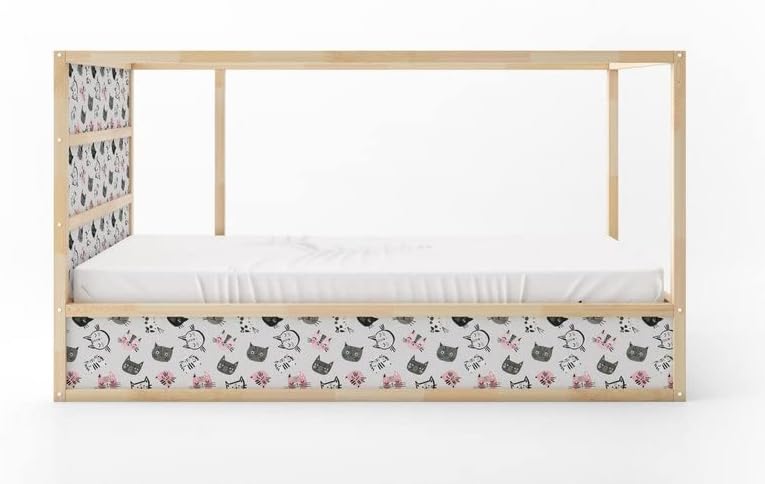 KURA Bed Watercolor Cute Cats Faces Kids Decals Sticker Furniture Decals for Nursery Adhesive
