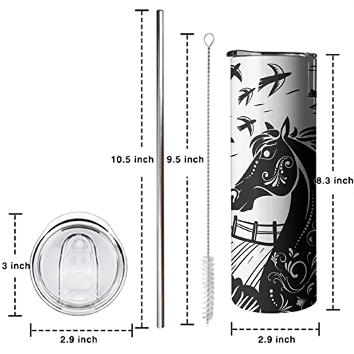 Mosdeim Horse Tumbler 20 Oz Travel Coffee Mug Boho Horse Skinny Tumblers With Lid And Straw Stainless Steel Insulated Coffee Cups Horse Lover Gifts For Women Girls #TOP5