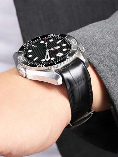 Bracelet montre cuir Omega Seamaster Speedmaster marron 22mm d'exception