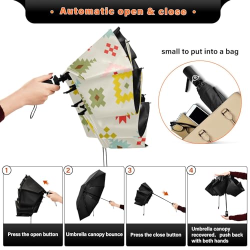 Primitive-Geometric-Pattern-Auto-Folding-Reverse-UmbrellaCompact-Umbrella-Windproof-with-Cover-Bag-Anti-UV-Protection-Travel-Umbrellas-for-Rain-Sun Primitive Geometric Pattern Auto Folding Reverse UmbrellaCompact Umbrella Windproof with Cover Bag Anti UV Protection Travel Umbrellas for Rain Sun