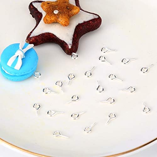 AIEX 300 Pcs Screw Eye Pins Hooks Eyelets Screw Threaded for Jewelry Making Findings DIY Crafts, Silver