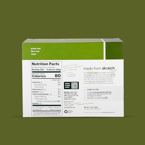 Image of Skratch Labs Energy Chews | Gummies for Running, Cycling, and Sports Performance | Gel Alternative | Matcha + Lemon (10 Pack) | Gluten Free, Vegan