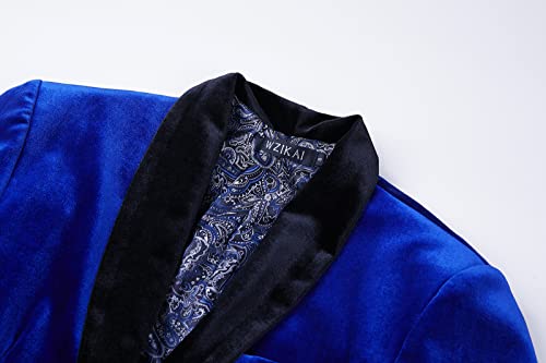 WZIKAI Mens Velvet Blazer Slim Fit One Button Solid Suit Jacket Sport Coat for Wedding Prom Dinner Party3