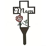 Marcador de tumba de metal con diseño de corazón dedicado a la madre para instalación en parcelas de cementerio o zonas ajardinadas (tarjeta de inserción de mamá)