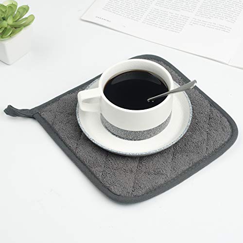 100% Cotton Kitchen Everyday Basic Terry Pot Holder Heat Resistant Coaster Potholder For Cooking And Baking Set Of 5 Mineral Gray #TOP7