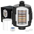 20 Stage Shower Filter Universal with Replaceable Water Filter,Bathroom shower filter head for hard water,Removing Chlorine and fluoride,Black