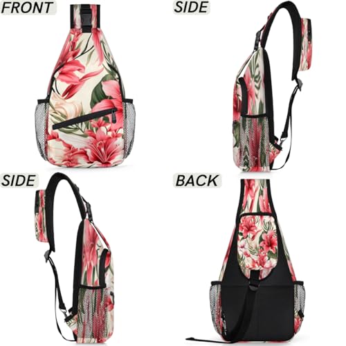 Sling bag unisex flores tropicales para viaje y senderismo miniatura 6
