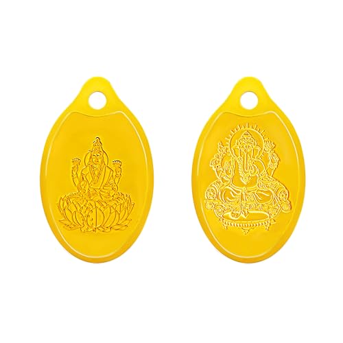 Image of Muthoot Pappachan Swarnavarsham 24K (999) Combo Gold Oval Lakshmi + Ganesh Pendant 2 Gram (1gm each x 2 Pcs)