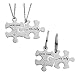TOFBS Porte-Clés Pendentif Couple Gravure Personnalisée Keychain Puzzle Séparable Amour Amitié Acier Inoxydable Accessoire Amoureux Cadeau de la Saint-Valentin (4 PCS#1)