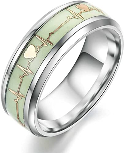 Image of MEENAZ Titanium Stainless Steel Thumb Band Yellow glow rings Black Metal Combo Love heartbeat Finger Ring Combo for Boys Men Mens Boyfriend Gents Women Girls Kids couples-MEN RINGS-AME025 (18)