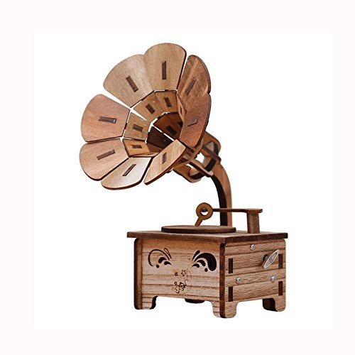 Boîte à Musique phonographe sculptée en Bois, Figurines, modèle de Lecteur de Musique, Accessoires de décoration pour la Maison, Ornement, Cadeaux de décoration de Mariage