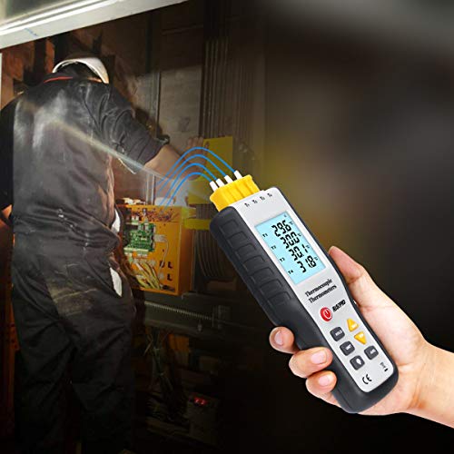 Thermocouple Thermometer, RISEPRO 4 Channel K Type Digital Thermometer Thermocouple -200~1372°C/2501°F Sensor HT-9815 - Thumbnail 3