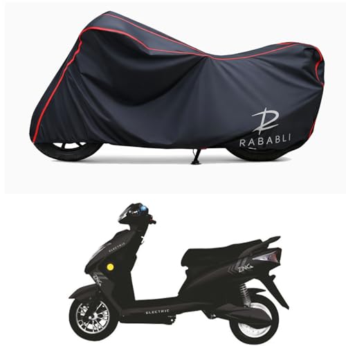 Image of Waterproof Bike Body Cover Compatible for | Kinetic Green Zing Big B | Taffeta Fabric, Red Piping Design, Bottom Elastic Fit | Dustproof, Sun UV & Rain Protection for All Bikes