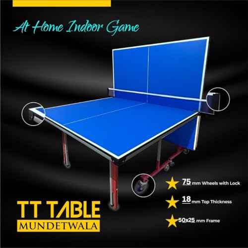 Image of ‎Classic Action Wood Table Tennis Table w /Both Side Laminated & Wheels w /Lock (TT Table Net + 2 TT Table Racket & 2 Balls) (18 mm Top Thickness Action Model)
