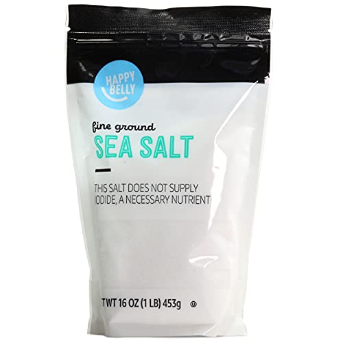 Amazon Brand – Happy Belly, Sea Salt, Fine Ground, 1 pound (Pack of 1)