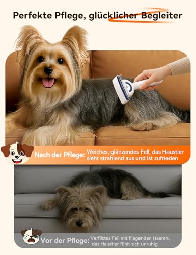 FEELNEEDY Mehrzweck Katzenbürste, Unterfellbürste Katze, Katzenbürste mit Dampf, 23+35 Zähne Unterwolle Hundebürste Langhaar, Doppelseitiges Spray