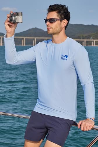 Image of Mens UPF 50+ Rash Guard Quick Dry Lightweight Summer UV Sun Protection Long Sleeve Swim Shirt (S-XXL)