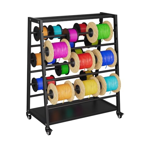 DFENG Wire Spool Rack with Wheel,8 Rods Ribbon Rack
