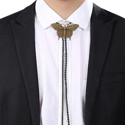 Image of Joxevyia Bolo Tie for Men Vintage Cow Skull Leather Rope Western Cowboy Necktie Vintage Bola Tie Gift for Him
