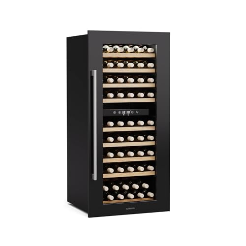 KLARSTEIN Vinsider Duo Cantinetta Vino - 79 Bottiglie, Doppia Temperatura 5-22°C, Touch Control, LED, UV, Incasso, Nero