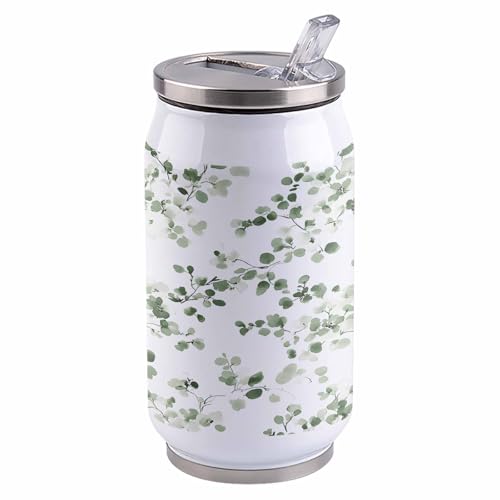 コーラカップ 葉 花 緑色 フレッシュ 水彩 タンブラー ストローカップ 蓋付き ステンレス 魔法瓶 水筒 ボトル 車用 自宅用 携帯便利 直飲み 真空 保冷 保温 漏れ防止 通勤 贈り物 400ml