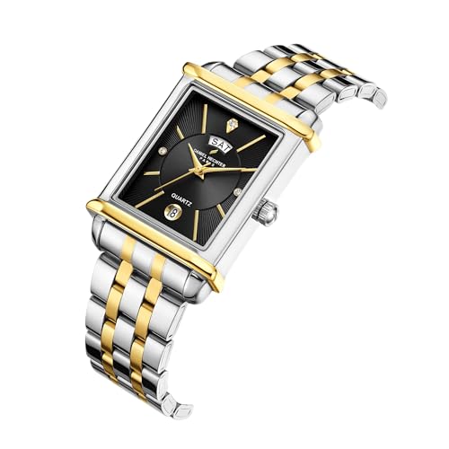 Image of Daniel Hechter Paris Etoile Collection Watch for Men Analog Watch - Rectangular Dial with Day & Date Display, Stainless Steel Strap, Quartz Movement