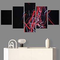 SIGNWIN 5 Panel Canvas Wall Art Abstract Brushstroke Closeup Digital Art Modern Artwork for Home Decorations Ready to Hang - 60