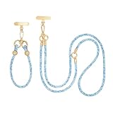 Crystal Phone Strap Crossbody and Wrist Lanyard, Anti Theft Layered & Wrist Strap Cell Phone Neck for Women (Blue)