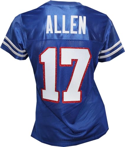 Custom Glitterflake Josh Allen Womens Blue Jersey Size X-Large XL