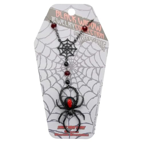 kreepsville 666 Necklace - Black Widow Spider Rosary Gothic Beaded Jewelry Charm3