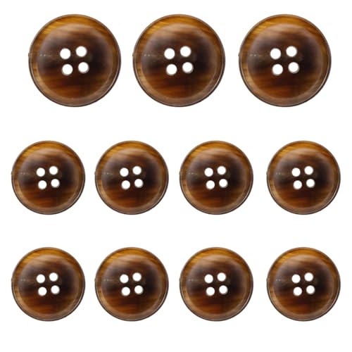 11 Pieces Real Horn Buttons Set for Blazer and Suit, 20mm 15mm Genuine Natural Horn Buttons for Men Women's Jacket Coat Suits Uniforms (Light Brown)