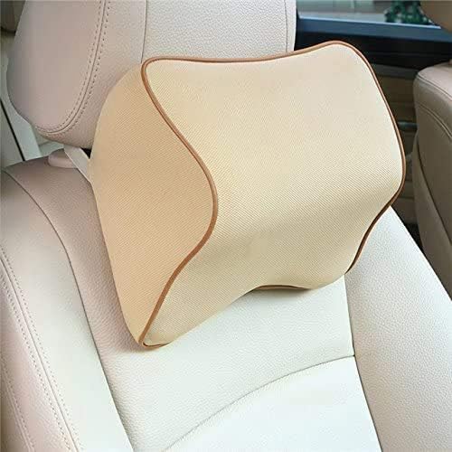 Image of obliq Memory Foam Car Headrest Cushion, Neck Rest Seat Pillow for Pain Relief, Ergonomic Cervical Support for All Cars (Beige)
