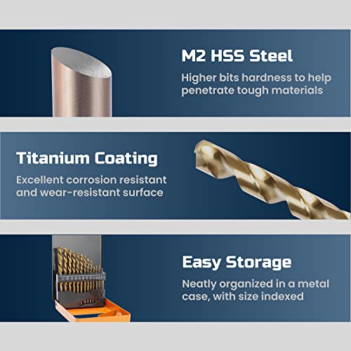 Lichamp Left Hand Drill Bit Set For Metal Sheet, 13-Piece Genuine M2 Hss Twist Reverse Drill Bits, 13 Sizes From 1/16 To 1/4 Inches #TOP4