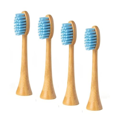 Bamboo Electric Toothbrush Replacement Heads with Plant-Based Bristle Compatible with Philips Sonicare 4 Pack (Waved Soft Bristle)