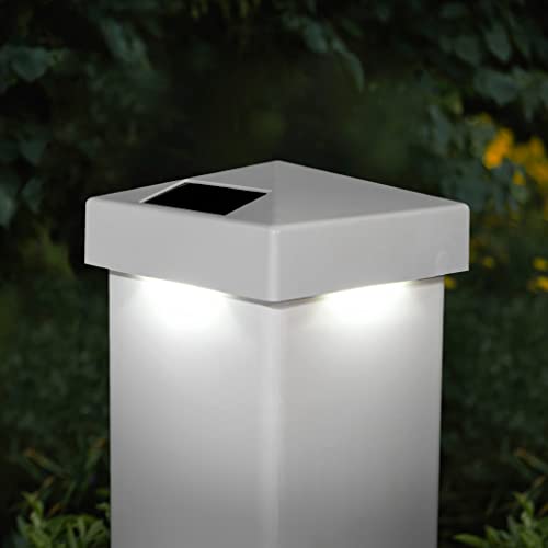 Classy Caps 4x4 White PVC Pyramid Solar Post Cap - High Performance, Energy Efficient, Outdoor Solar Lighting, Durable White PVC, Fits Standard 4x4 Posts - Thumbnail 2