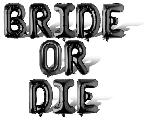 Image of 40inch Bride or Die Bachelorette Balloons - Jumbo Balloons for Bridal Shower Bride or Die Black Bachelorette Party Decorations and Engagement Party Supplies