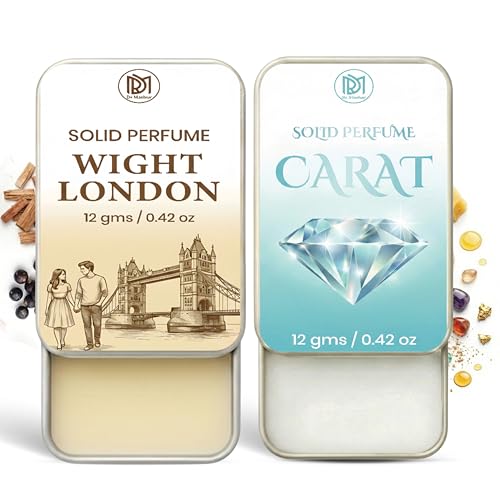Image of Dr.Mashur Solid Perfume |wight london&Carat Alcohol Free Wax Perfume Balm, Long Lasting | Pocket Tin 12g, Pack Of 2| Non Greasy Smooth Glide, Travel Friendly Men And Women