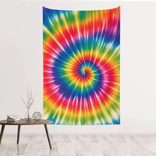 Tapisserie murale velours peche affiche art mural arc-en-ciel tie and dye chic