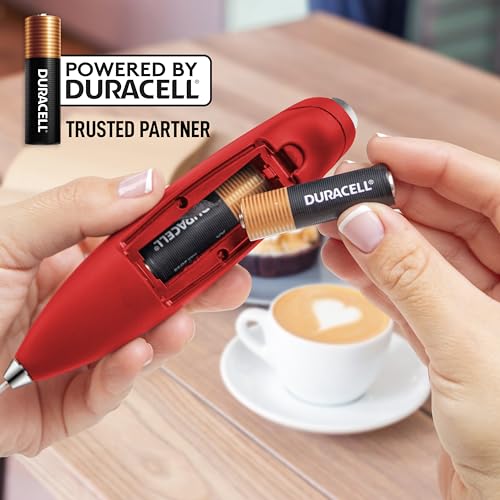 Image of Zulay Kitchen Powerful Milk Frother Wand With Duracell Batteries - Ultra Fast Handheld Drink Mixer - Electric Whisk Foam Maker for Coffee, Lattes, Cappuccino & Matcha - Z1 Motor - Cardinal Red