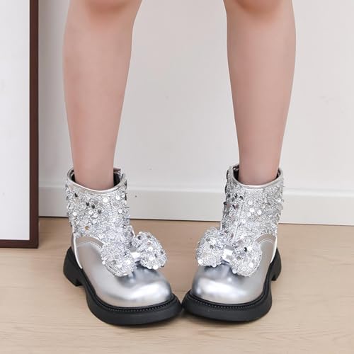 Girls Ankle Boots Fashion Sparkle Sequins Comfy Boots Fashion 2025 New Outdoor Non Slip Girl Riding Dress Boots4
