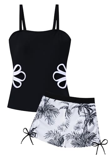 Traje de baño tankini para adolescentes y niñas, talla 9-16, conjunto de bikini recortado, traje de baño de dos piezas, rosa, 9-10 años