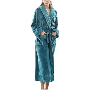 NSICBMNO Robes de chambre longues pour femmes UK Peignoirs moelleux Peignoirs de bain en polaire Pyjamas d'hiver Robe de chambre de luxe en velours pour dames Cardigans épais Robe en peluche avec