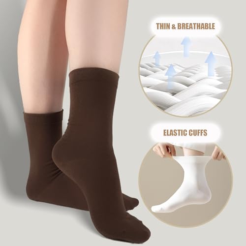 Thin Crew Socks for Women, Ladies Soft Cotton High Calf Boot Sock for Trouser, Dress, Business3