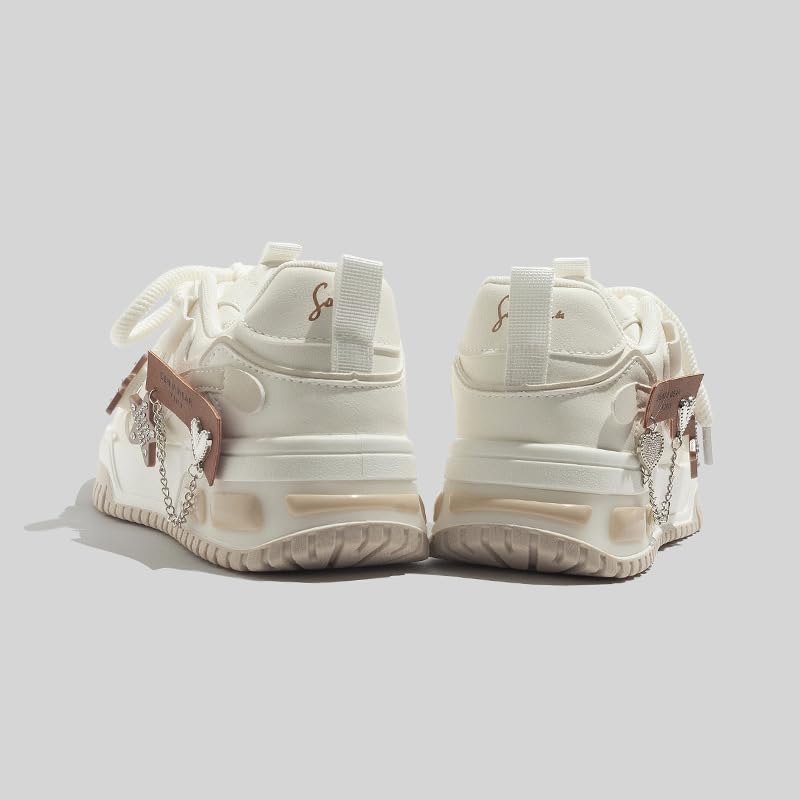 Cute Star Shoes with Stars & Chains Charms Chunky Platform Lace-up Comfortable Slip-Resistant Lightweight Soles Casual Sneakers Kawaii Y2K Pretty Pastel Gifts for Girls4